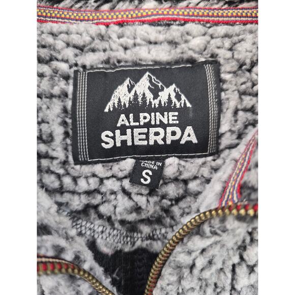 Alpine Sherpa 1/4 Zip Pullover Jacket Tribal Men's Size S Gray Cabincore Winter - Picture 5 of 8